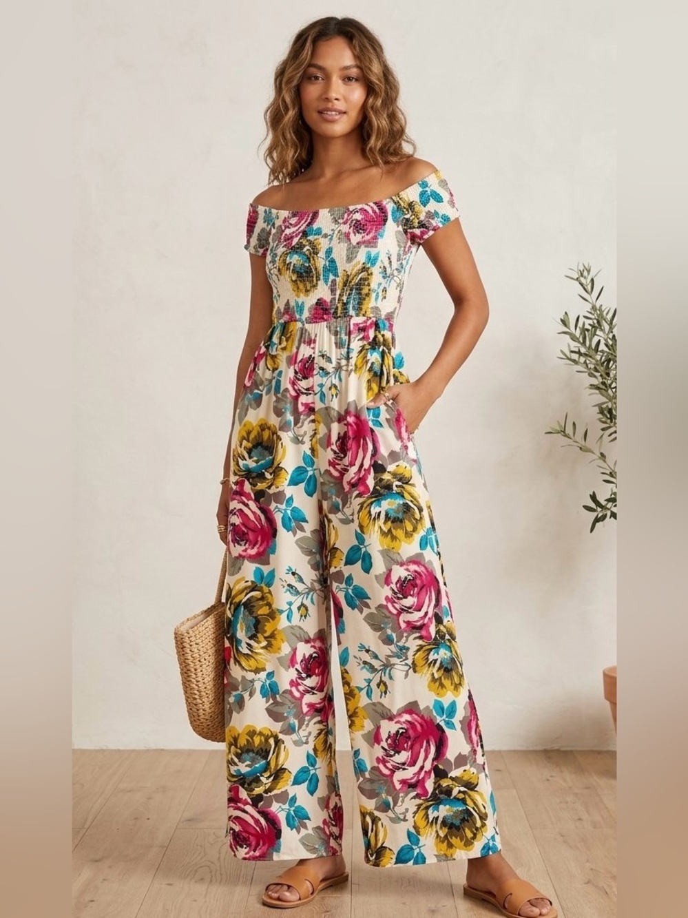 Band of Gypsies floral wide-leg jumpsuit.
